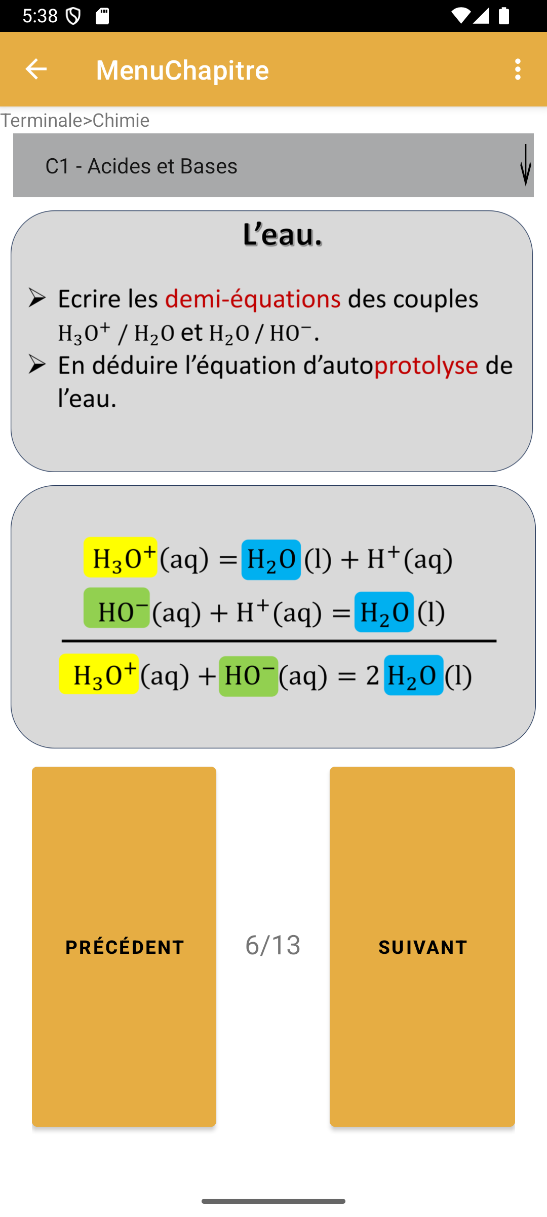 Réponse Chimie
